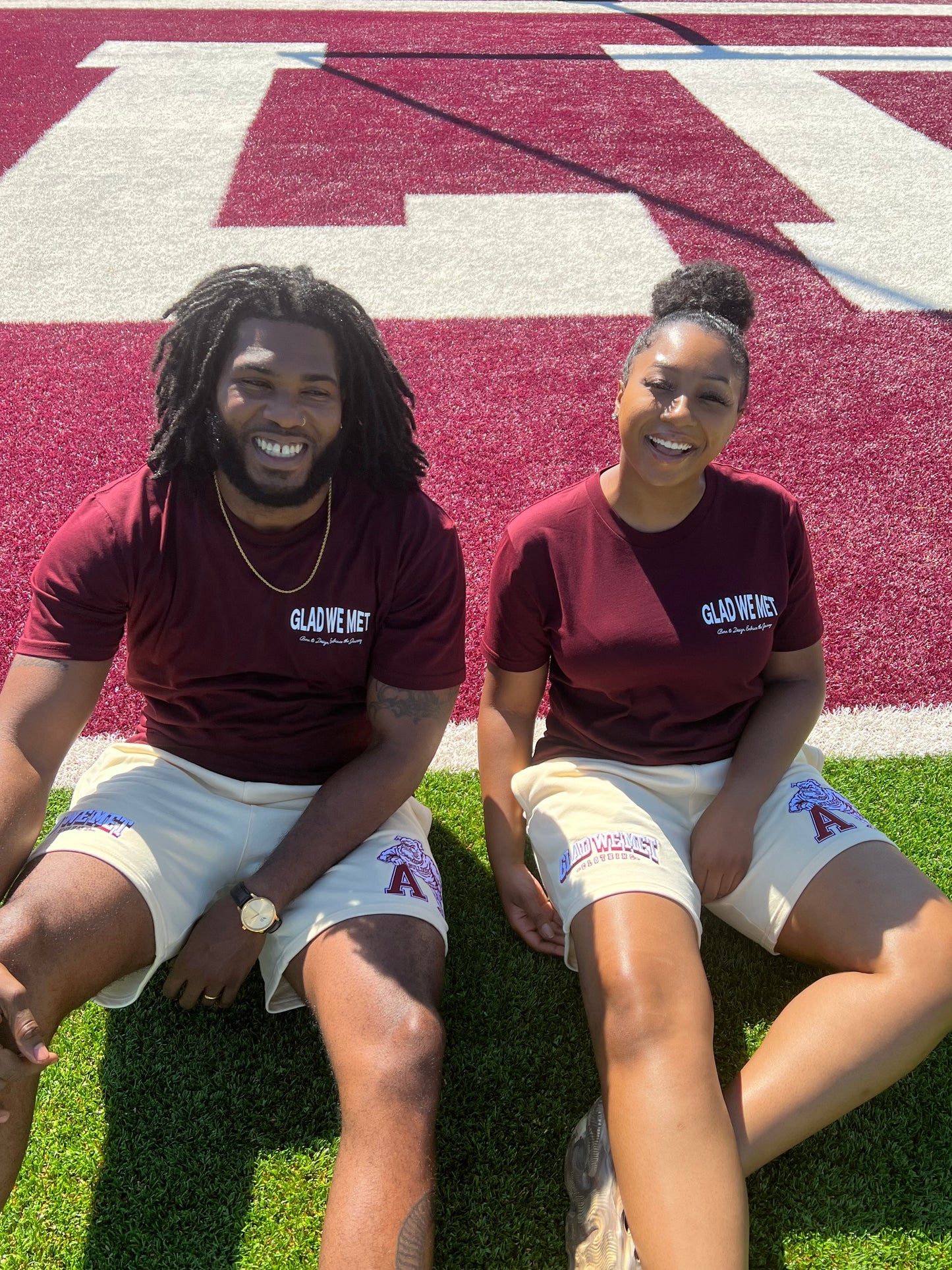 Glad We Met Staple T-Shirt (Maroon)