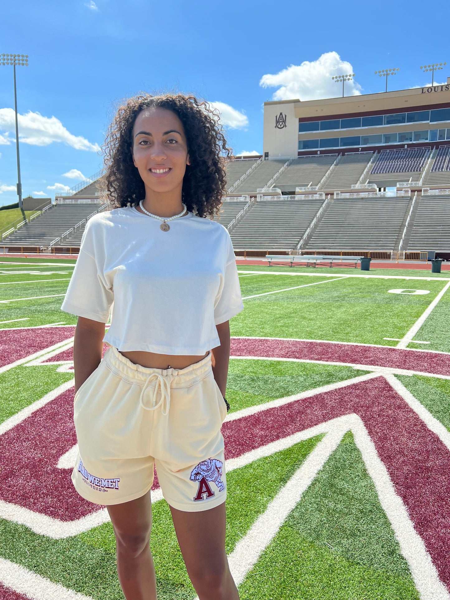 Bulldog Pride Embroidered Shorts (Cream)